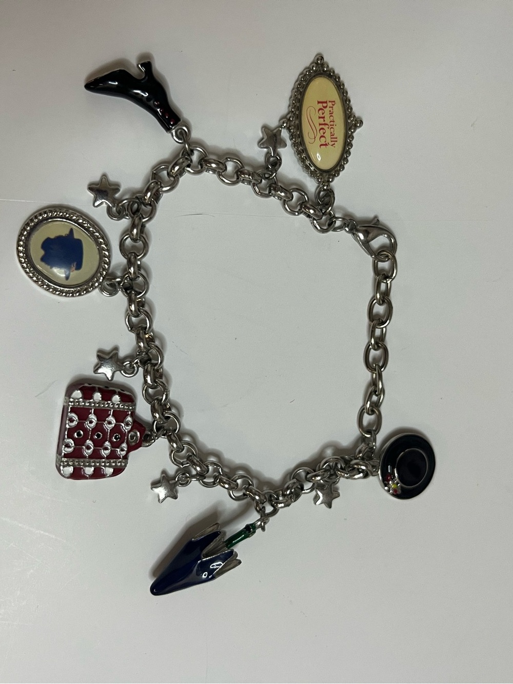 Disney Mary Poppins 5 Charm Bracelet Silver Metal Broadway Musical - Picture 2 of 13